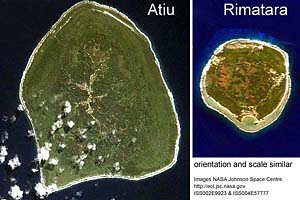Satellite images of Atiu and Rimatara (click to enlarge)